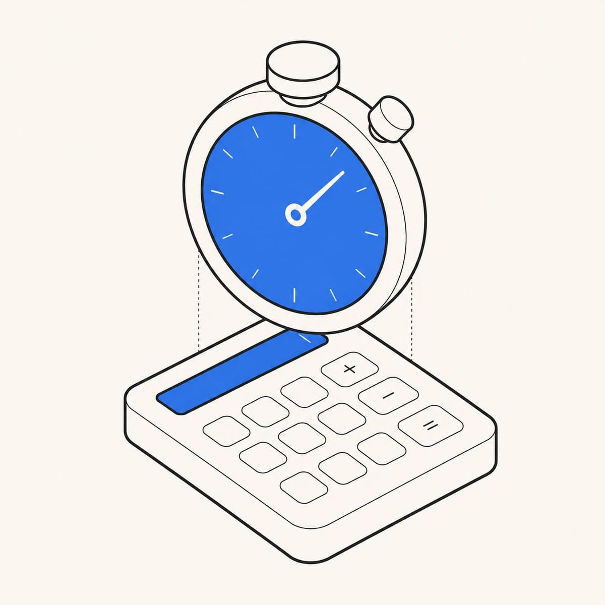 Ilustrație izometrică cronometru și calculator